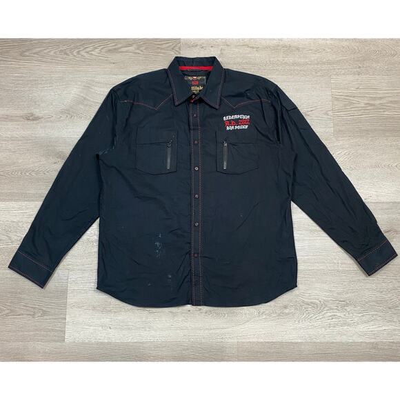 Attitude Gold Redemption Y2K Long Sleeve Button Up Shirt Men's 2XL - Picture 2 of 12